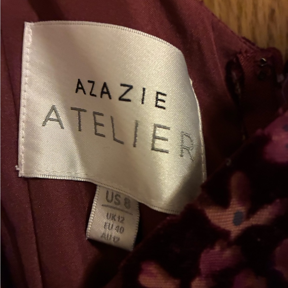 Azazie Atelier KRISTINA WINE GRAY MULTI MAXI DRESS - Size 8 - Picture 6 of 6